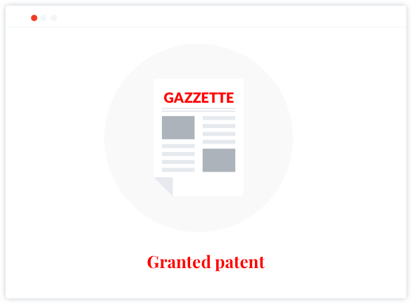 Image of a gazette with the text Granted Patent